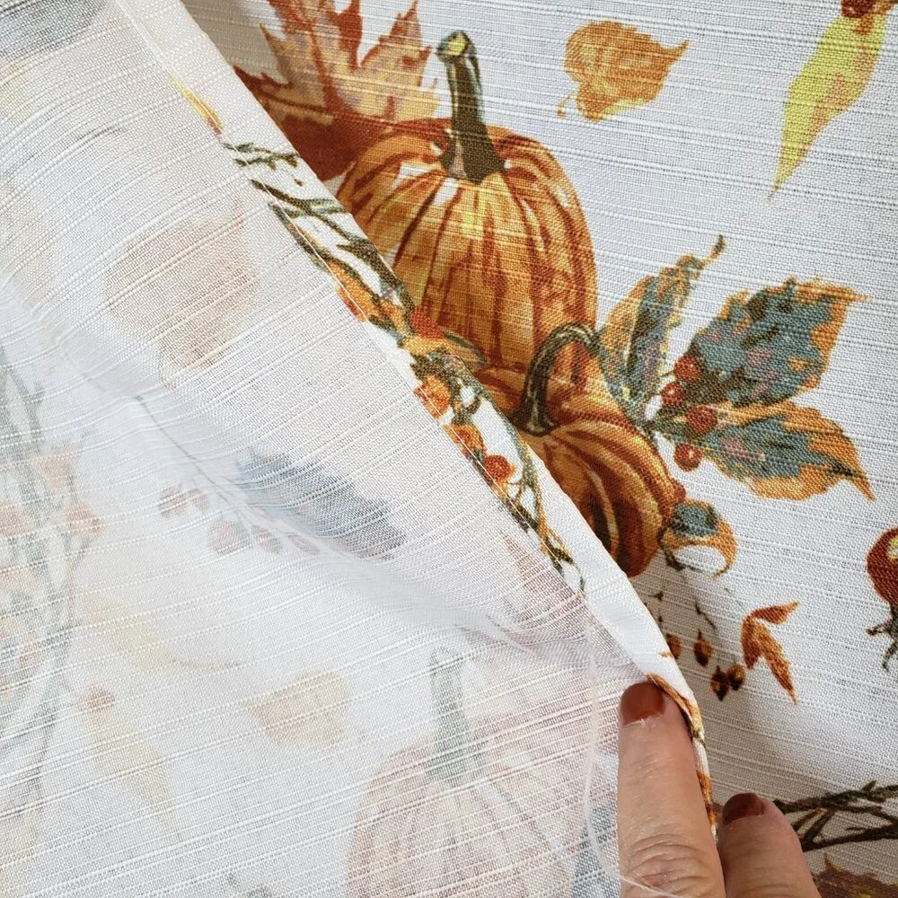 Woodland Autumn Orange Fox and Pumpkin Fabric Shower Curtain 68x70 Like New